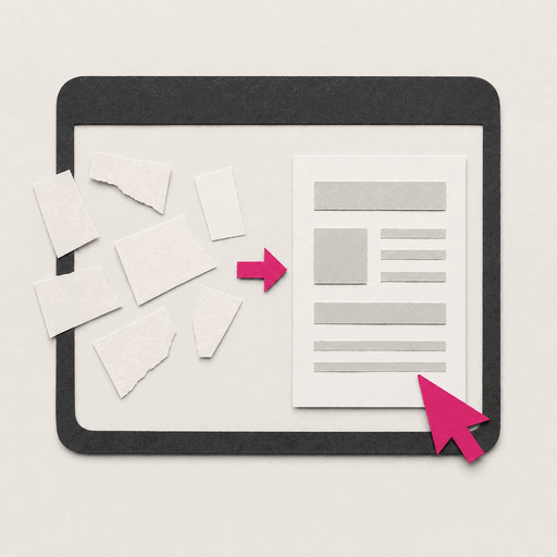 Editorial illustration of content organised into a website